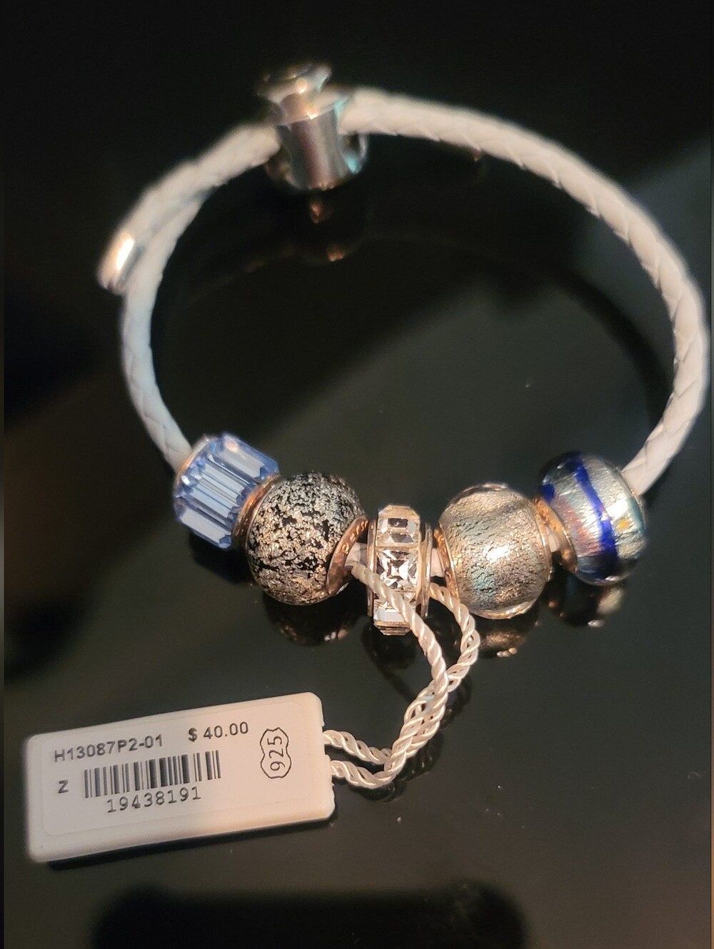 Authentic Vintage Persona Leather Bracelet~925 Sterling Silver & Murano Beads